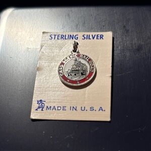 Cass Scenic Railroad WV Sterling Silver Pendant with Red Accent